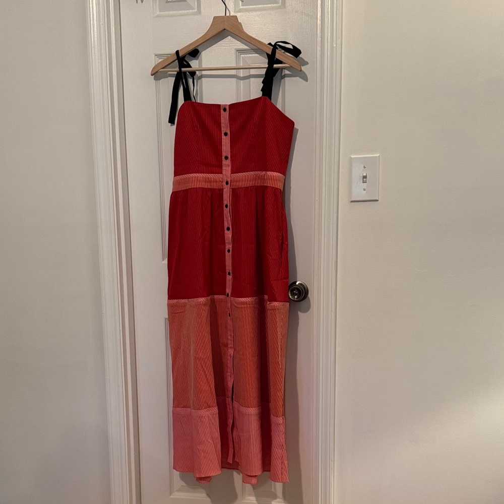 La Ligne Red and Pink Midi Dress
